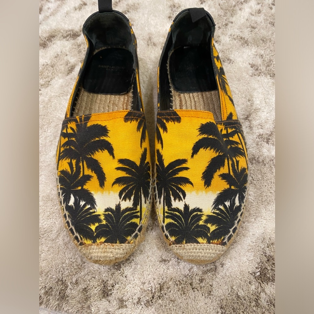 YSL YVES SAINT LAURENT PALM TREE ESPADRILLE FLAT SHOES 39.5